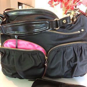 MZ Wallace Black Olivia with pink satin lining